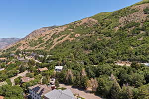 Bird's eye view of a mountain backdrop