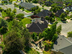Aerial perspective of suburban area