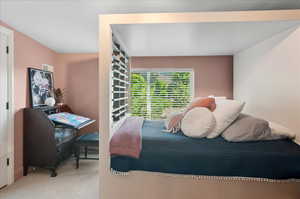Bedroom featuring carpet