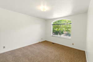 Carpeted empty room with baseboards