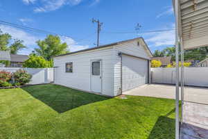 View of detached garage