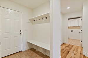 Mudroom with built in bench