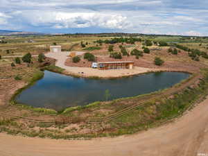 Overview of rural landscape featuring a large body of water