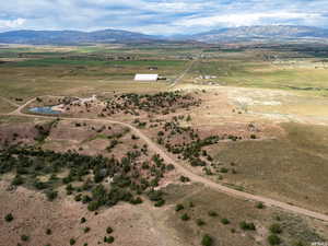 Aerial view of sparsely populated area featuring mountains