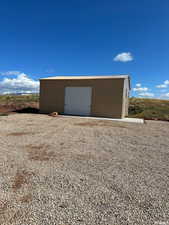 View of detached garage