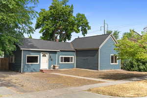 View of front of home featuring a shingled roof