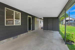 Carport has a nice storage closet.