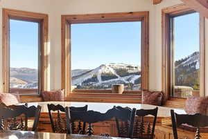 Dining space featuring a mountain view