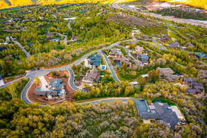 Aerial perspective of suburban area