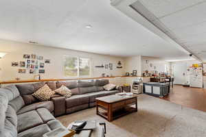 Living area with wood finished floors