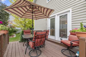 Wooden terrace with outdoor dining space