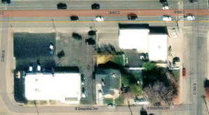 Aerial overview of property's location featuring property parcel outlined