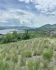 Mountain view with a nearby body of water