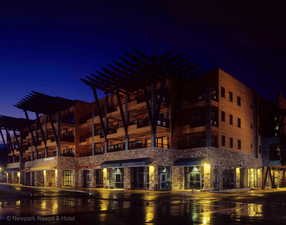 View of property at twilight