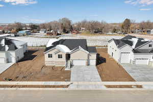 Aerial perspective of suburban area