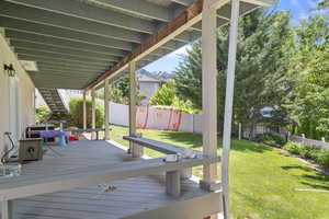Deck featuring stairs