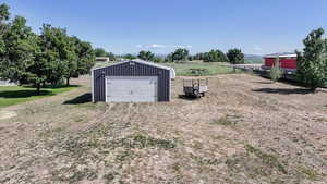 View of detached garage
