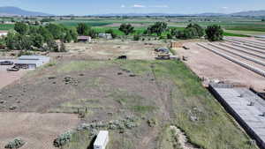Overview of rural landscape featuring mountains