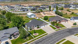 Aerial perspective of suburban area
