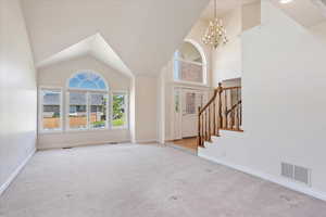 Formal Living Room With Vaulted Ceilings