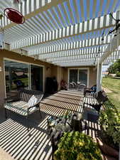 View of patio with a pergola
