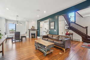 Living room - featuring restored tile fireplace