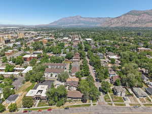 Drone / aerial view of a mountain backdrop