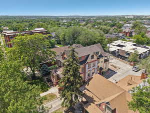 Aerial perspective of suburban area