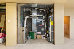 Utility room with secured water heater