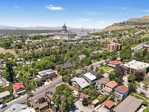 Aerial view of a mountain backdrop