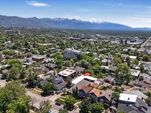 Drone / aerial view of a mountain backdrop