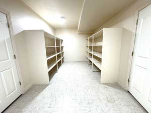 Storage area with built-in shelves