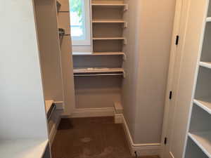 Walk in closet with shelves