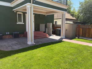 Patio with storage unit