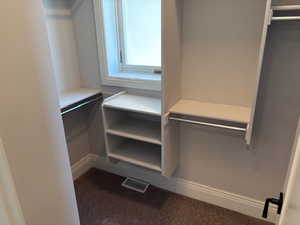 Spacious closet with handing rods
