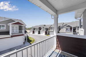 Balcony with a residential view and french doors