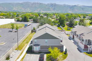 View of subject property with a mountain backdrop