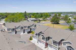 Aerial perspective of suburban area