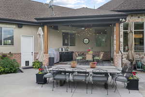 View of patio / terrace featuring outdoor dining space and area for grilling