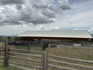 View of outdoor structure with an exterior structure and a rural view