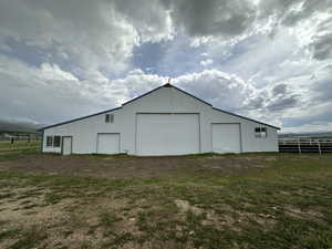 View of detached garage