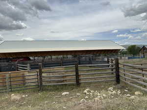 View of horse barn