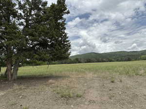 View of mountain background with rural landscape