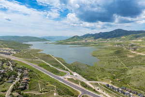 Drone / aerial view of a water and mountain view
