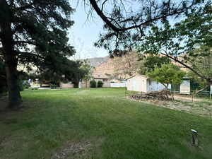 View of yard featuring a mountain view