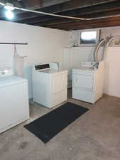 Washroom with separate washer and dryer