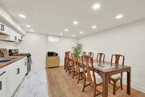 Basement dining area with ample space and lighting