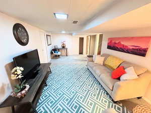 View of carpeted living area