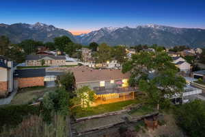View of mountain background featuring nearby suburban area