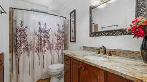 Downstairs Bathroom with vanity and toilet